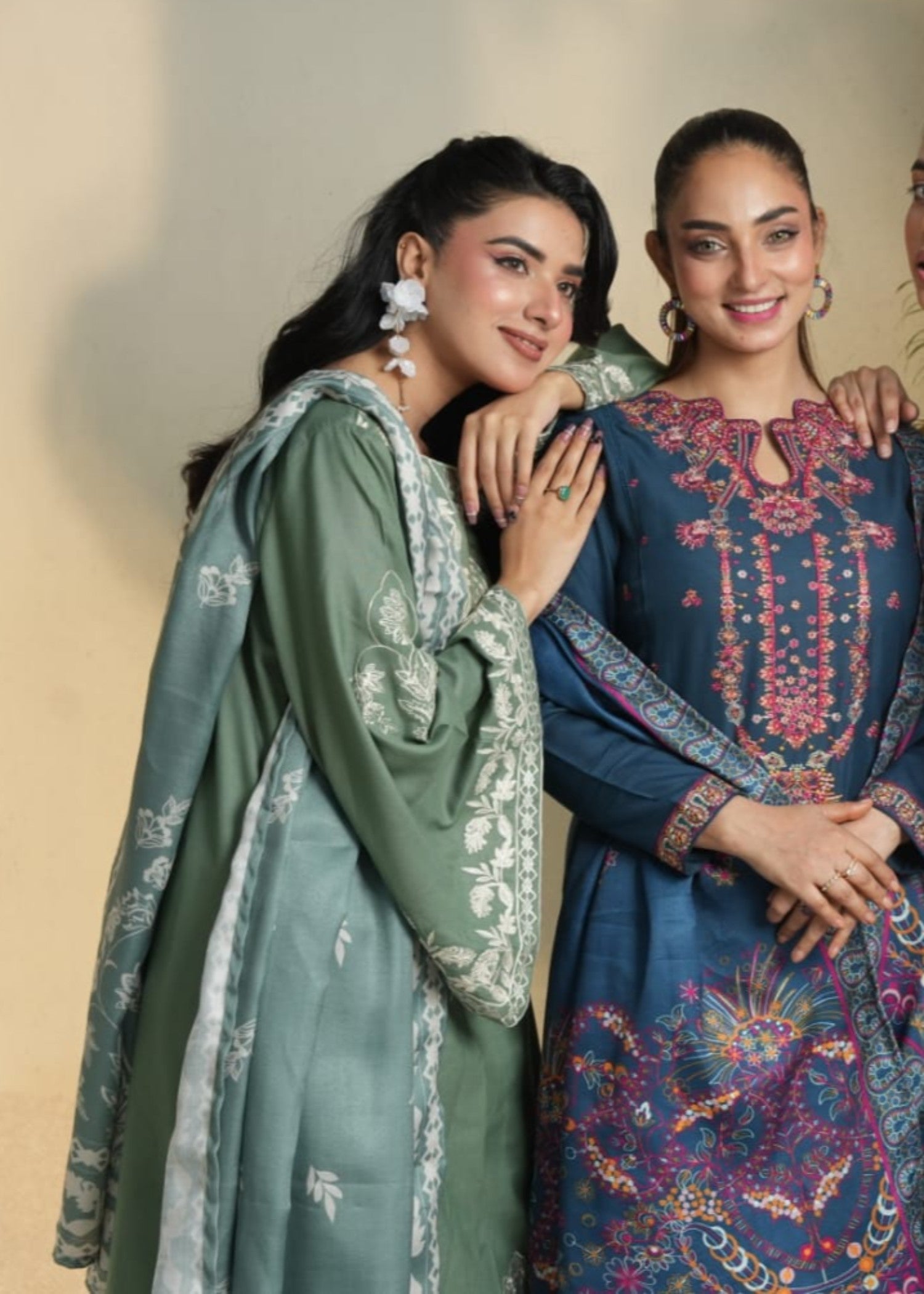 Designer Rack Dhanak luxury embraided sage green Women 3pcs