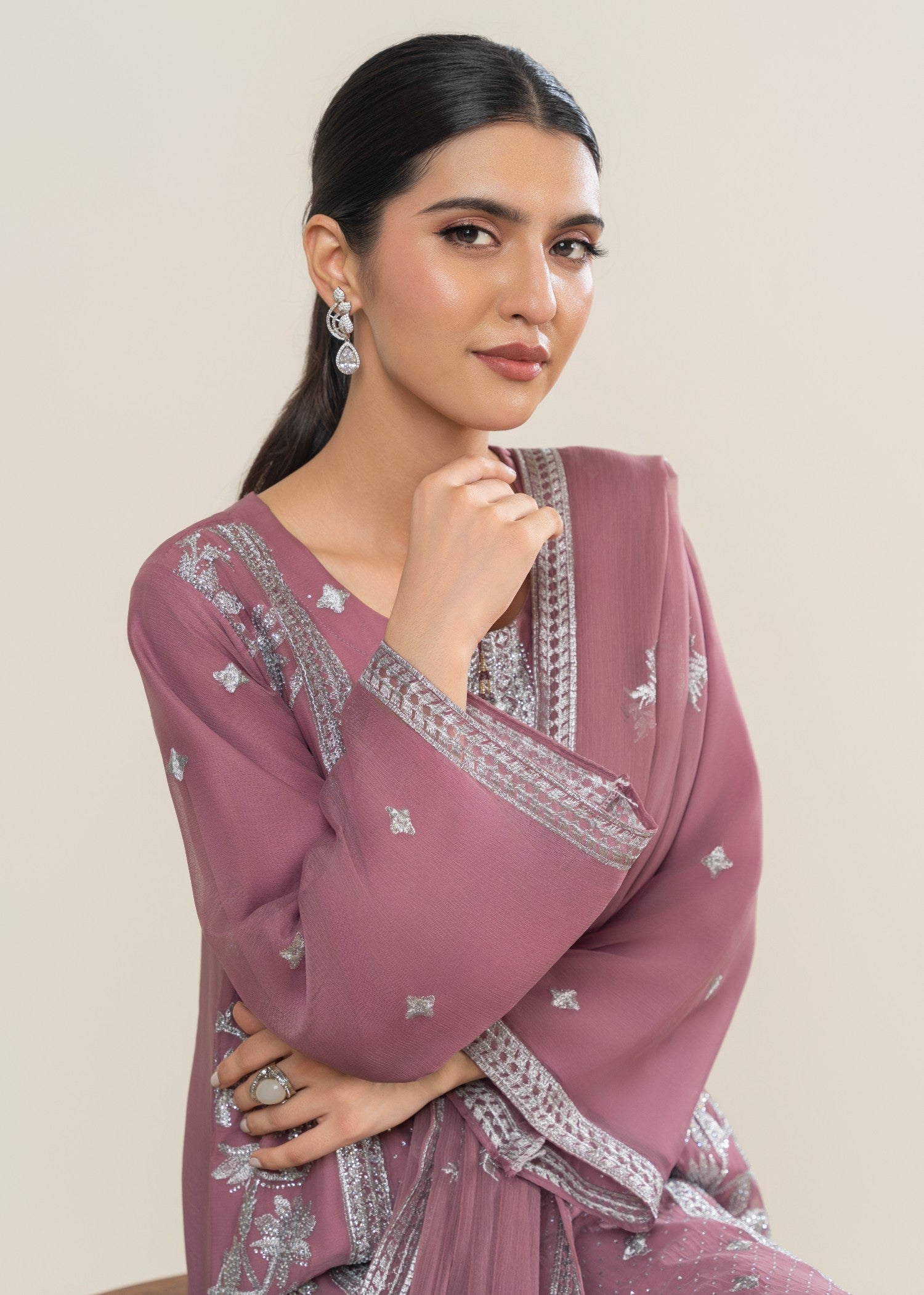 Four Season Boutique MAHROSE CHIFFON MAUVE Women 3pcs