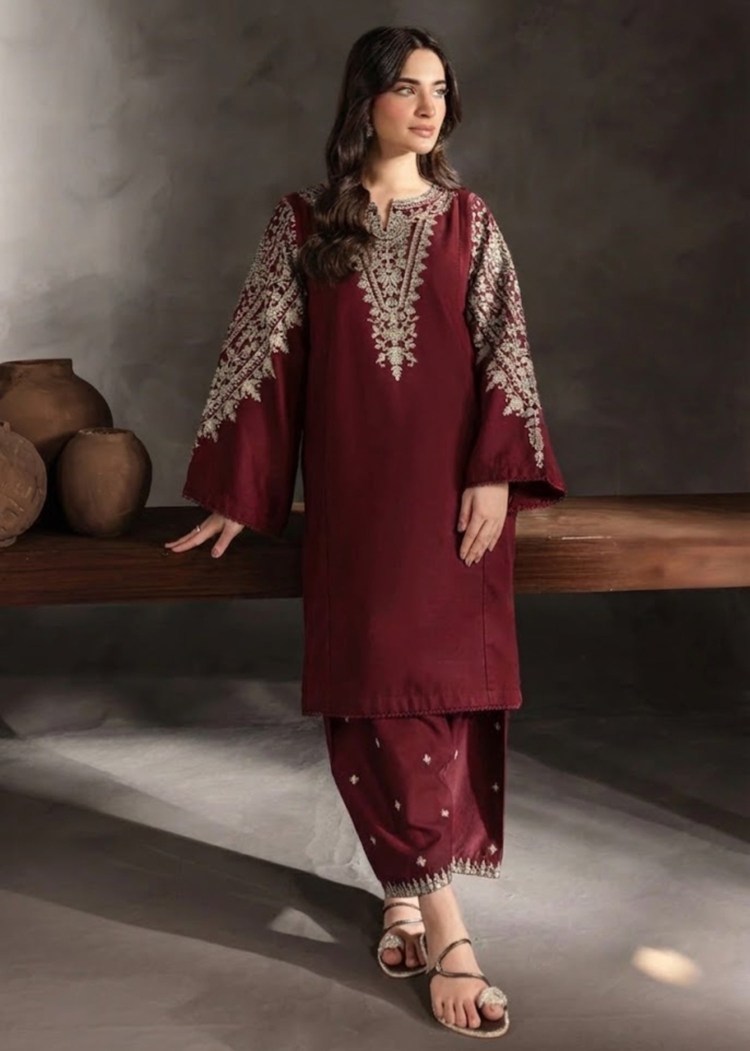 Zeenat & Zoha Maroon Luxe Women 2pcs