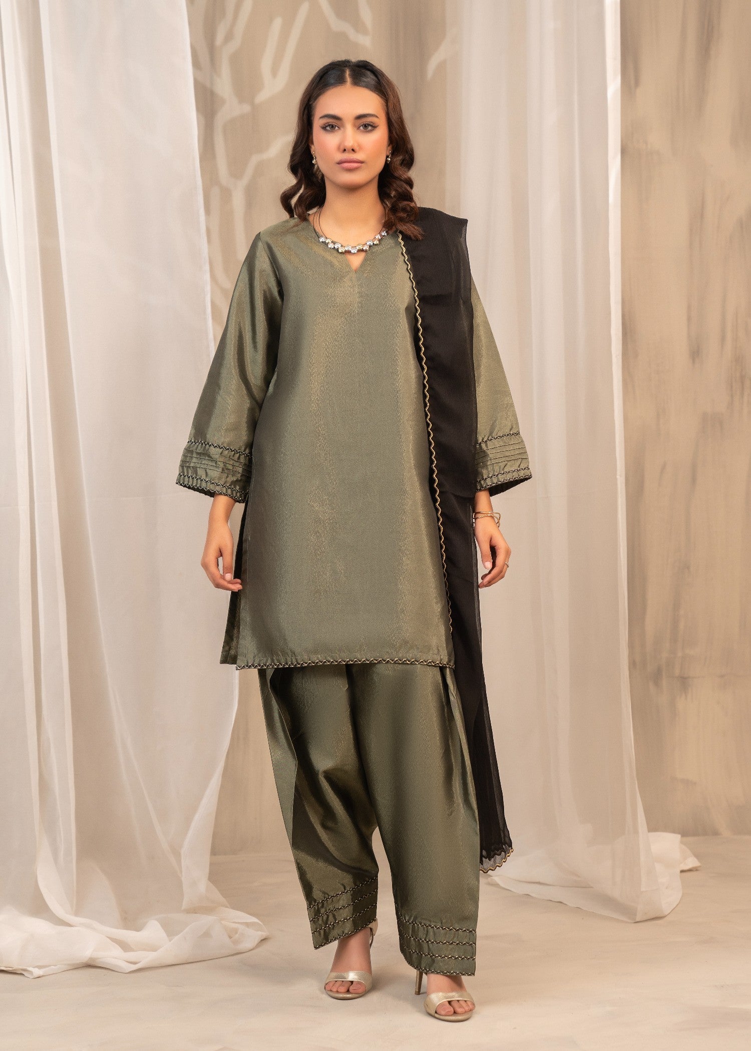 Shehroz Fashion Moss Green Women 3pcs