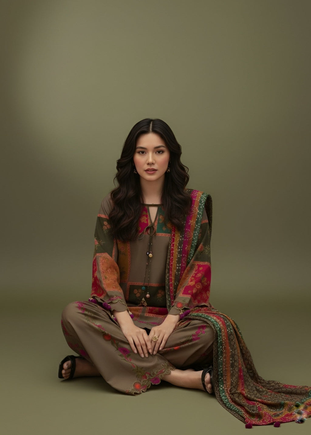 Fabric Garden Zeenat e Khaki Women 3pcs