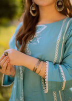 Rosyribbons Aqua Blue Stitched Women 3pcs