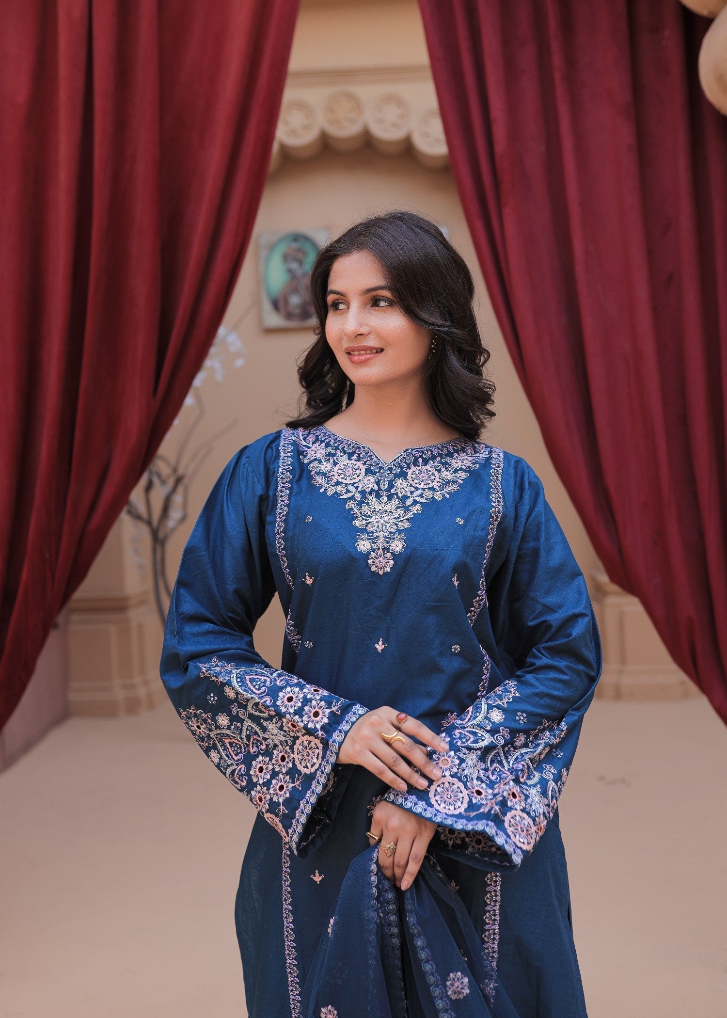 Shehroz Fashion BLUE ORCHID LAWN EMBROIDERY SUIT Women 3pcs