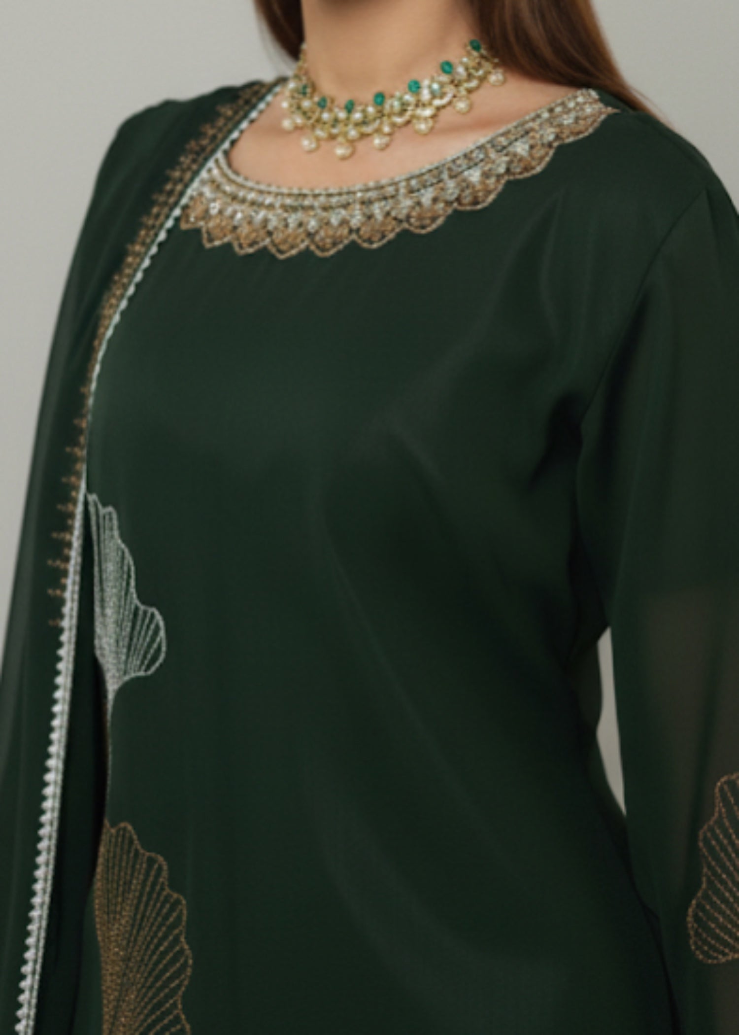 Suits By Sadia Bottle green stone Women 3pcs