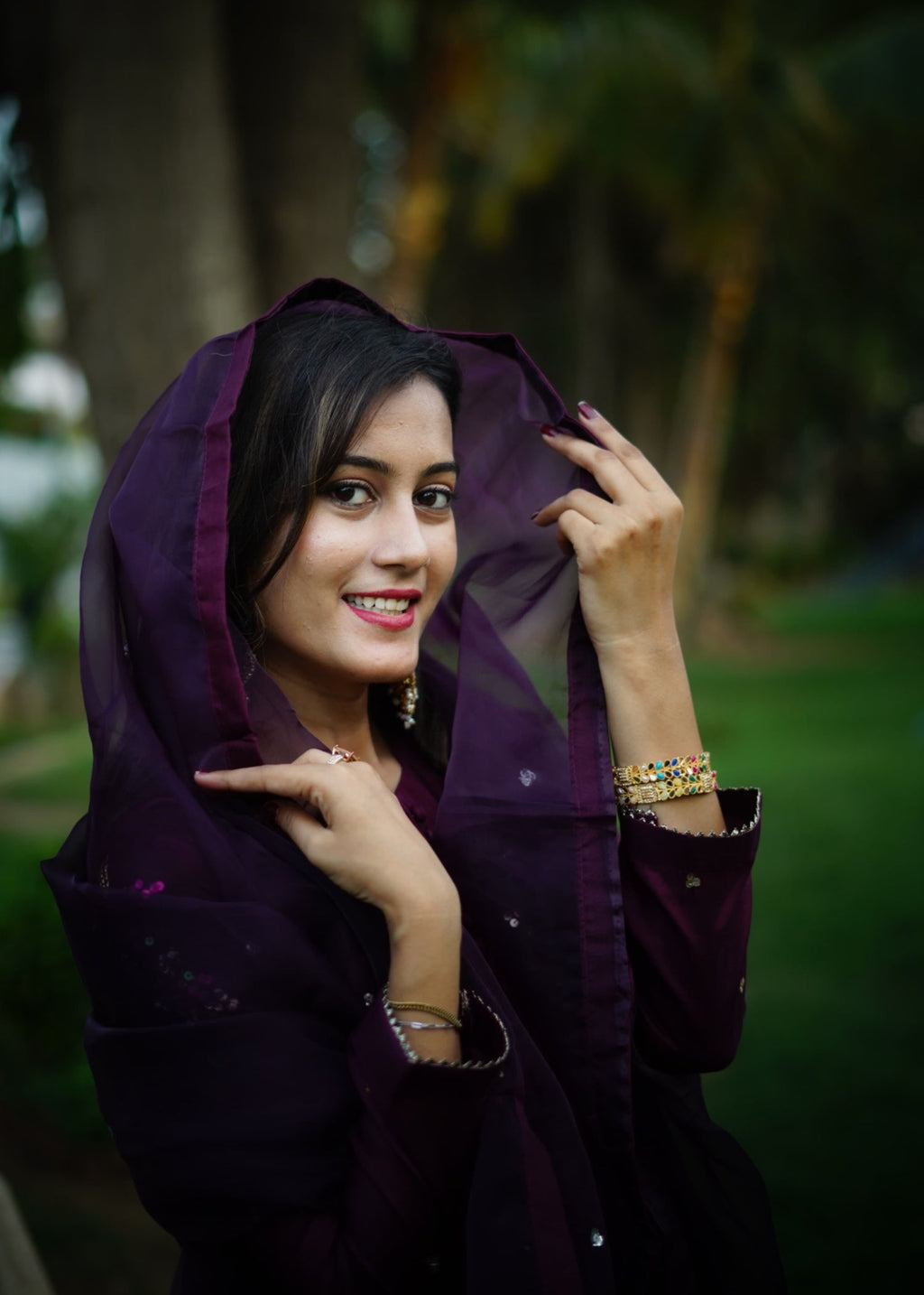 Suits By Sadia PURPLE SILK Women 3pcs