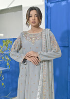 Qasim Anwer By Chandni Bridals NAZAKAT (GREY) Women 3pcs