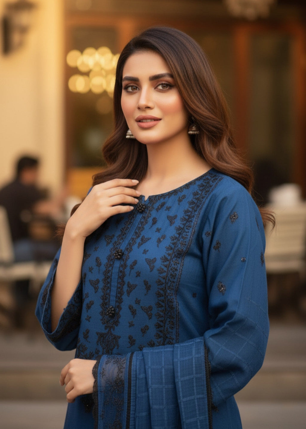 MMG Garments SADA E NAZAKAT| PREMIUM COTTON KURTA SET OCEAN BLUE MMG 982 Women 3pcs