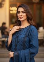 MMG Garments SADA E NAZAKAT| PREMIUM COTTON KURTA SET OCEAN BLUE MMG 982 Women 3pcs