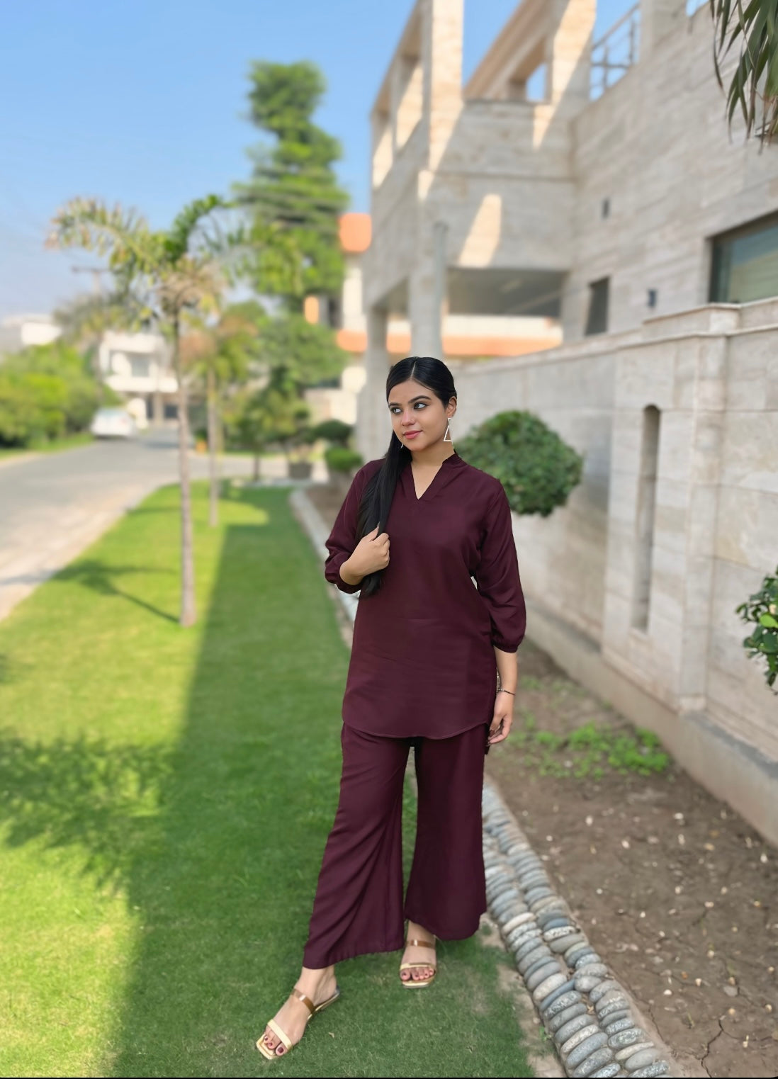 Preetpret Amel Maroon Solid Women 2pcs