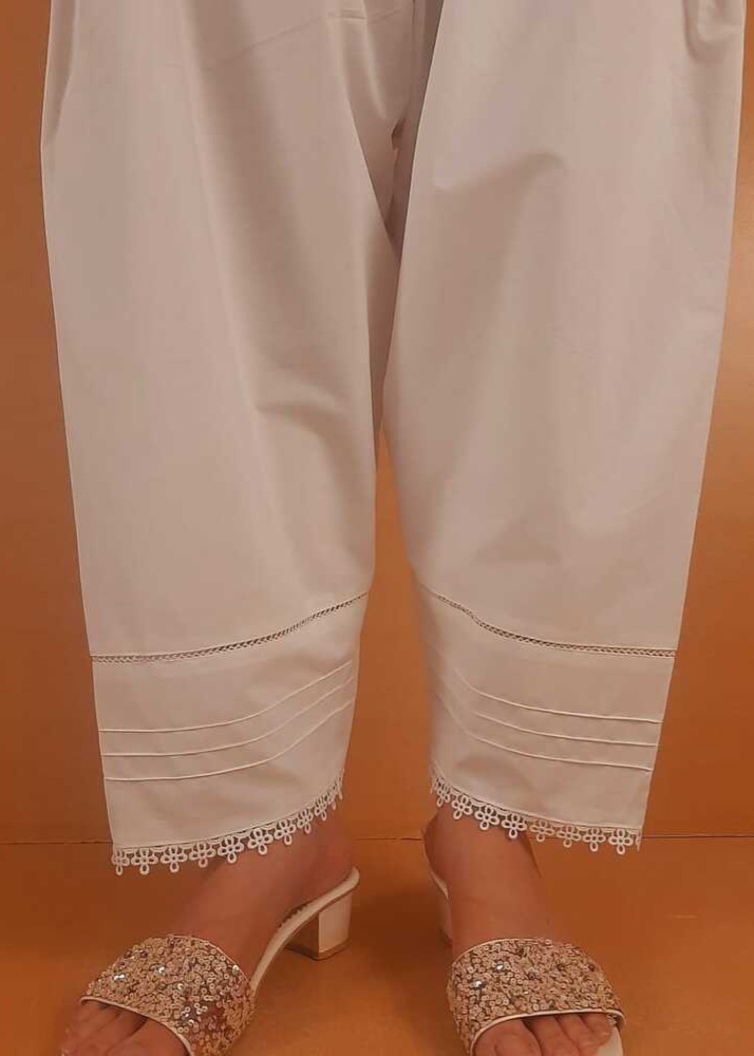 Zardi Laces Embellished Shalwar White ZSL04 Women 1pcs