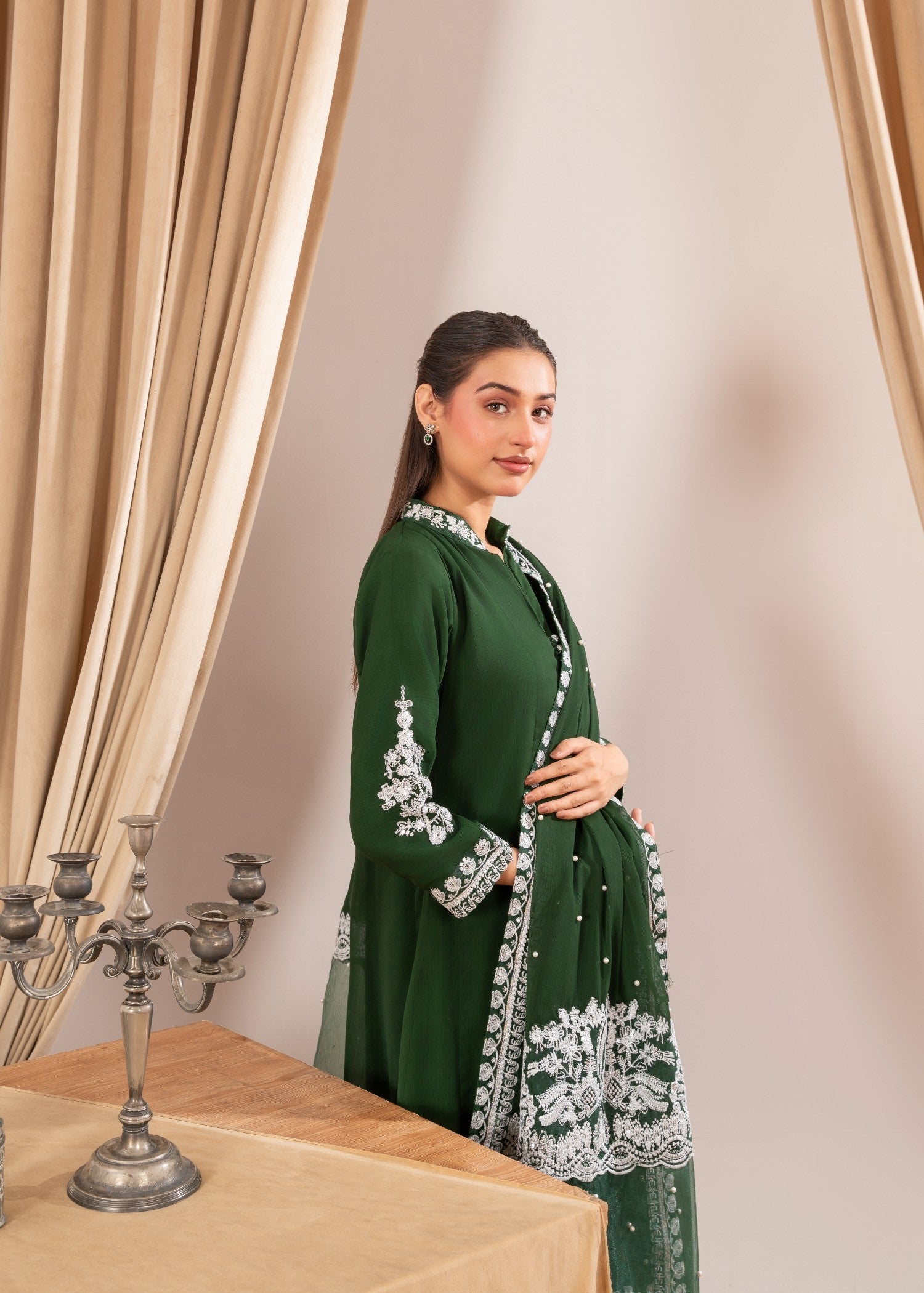 Four Season Boutique NIMRA PISHWAS GREEN Women 3pcs