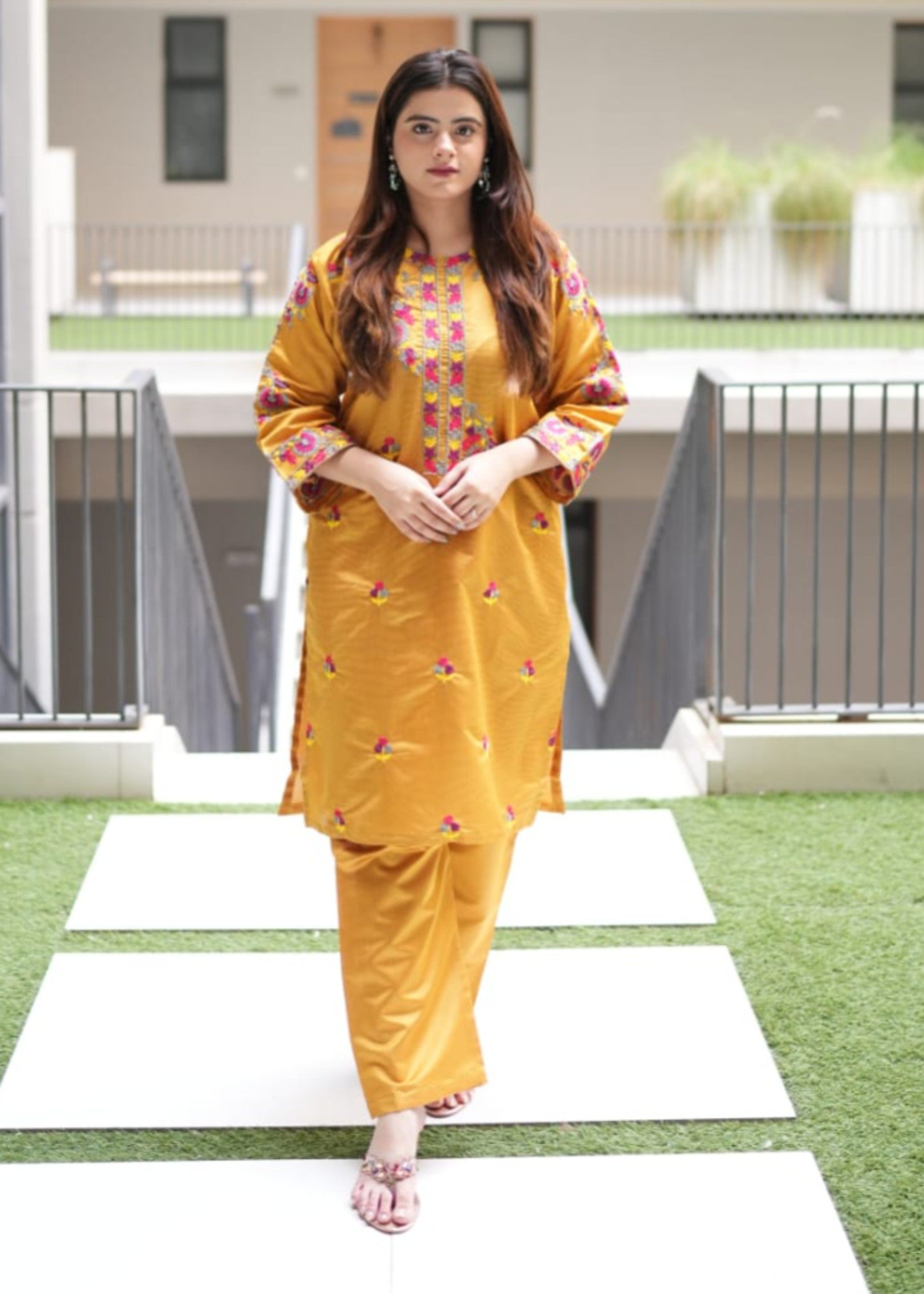 Tehzeeb Libas SOHNI MUSTARD EMBROIDERED Women 2pcs
