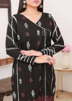 Green Black lawn block print stitched kurti Women 1pcs