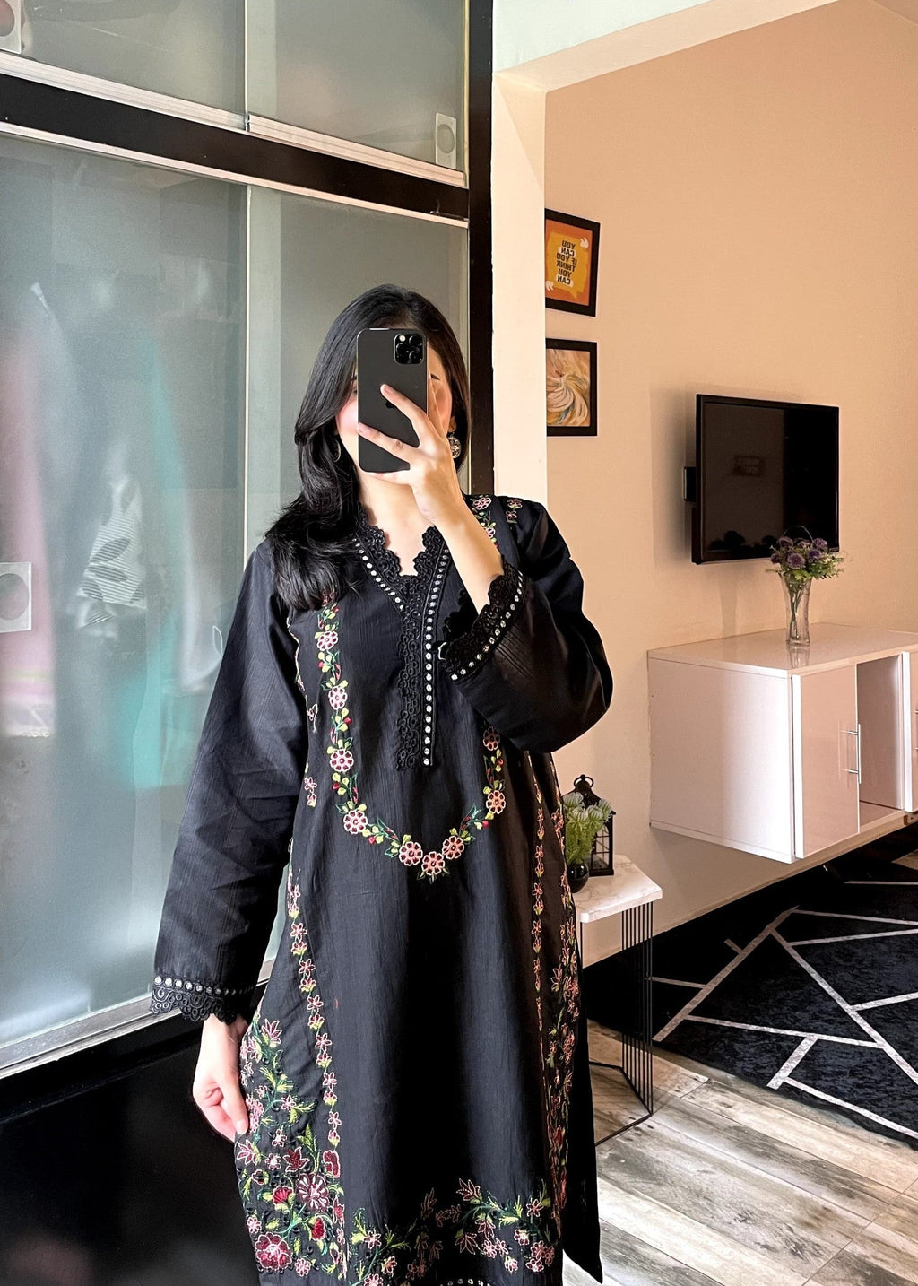 Tehzeeb Libas GULNAZ BLACK EMBROIDERED Women 2pcs