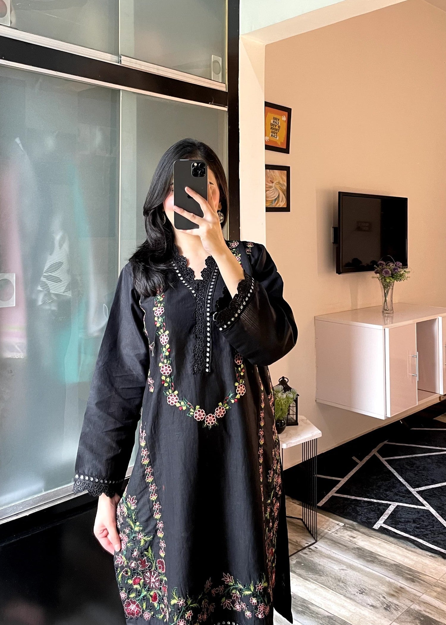 Tehzeeb Libas GULNAZ BLACK EMBROIDERED Women 2pcs