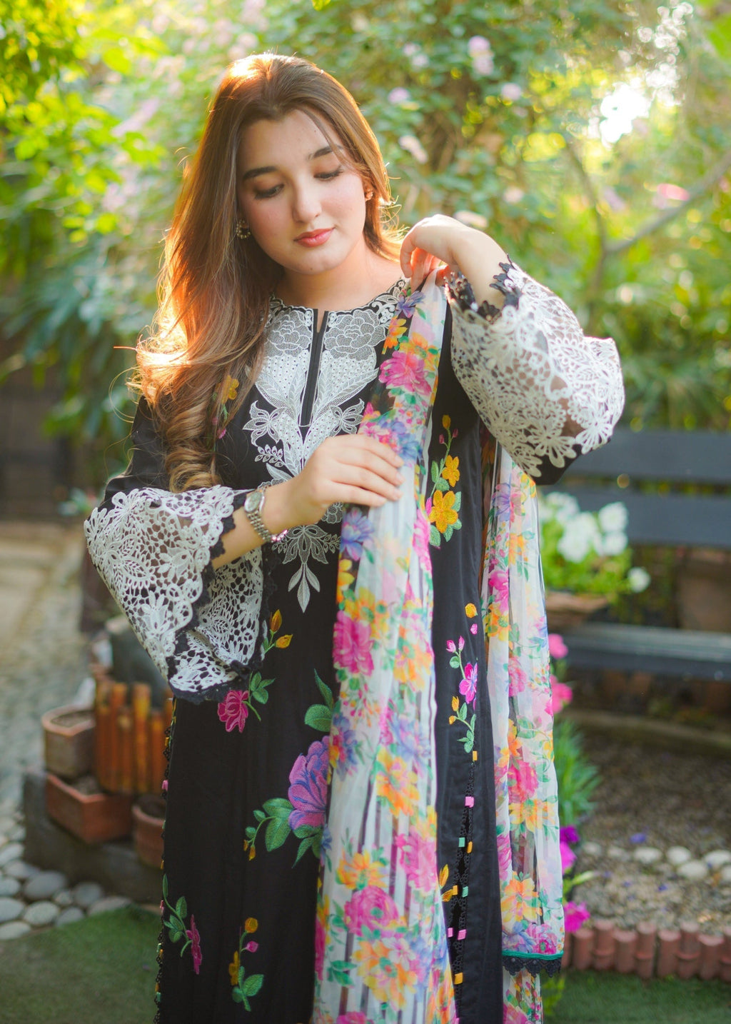 Suits By Sadia Aneela black lawn Women 3pcs