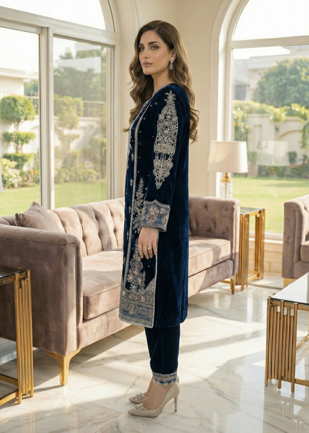 Diara Couture TEHSEEN V 01 NAVY BLUE Women 3pcs