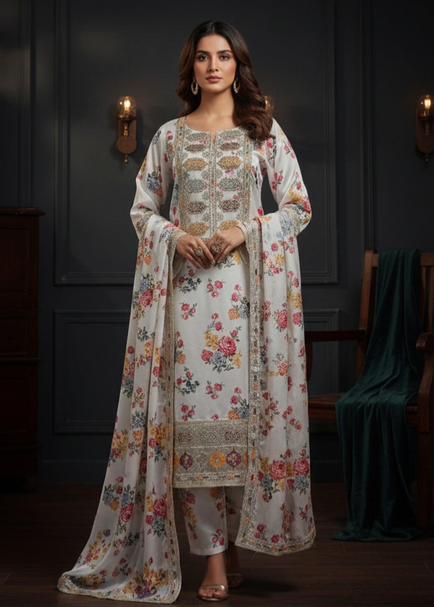 Pehnawa By Bin Akram’s NOOR OFF WHITE | Shimoz Silk Women 3pcs