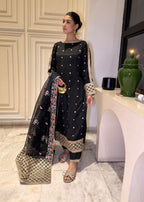 Suits By Sadia Black Silk Aneela Women 3pcs