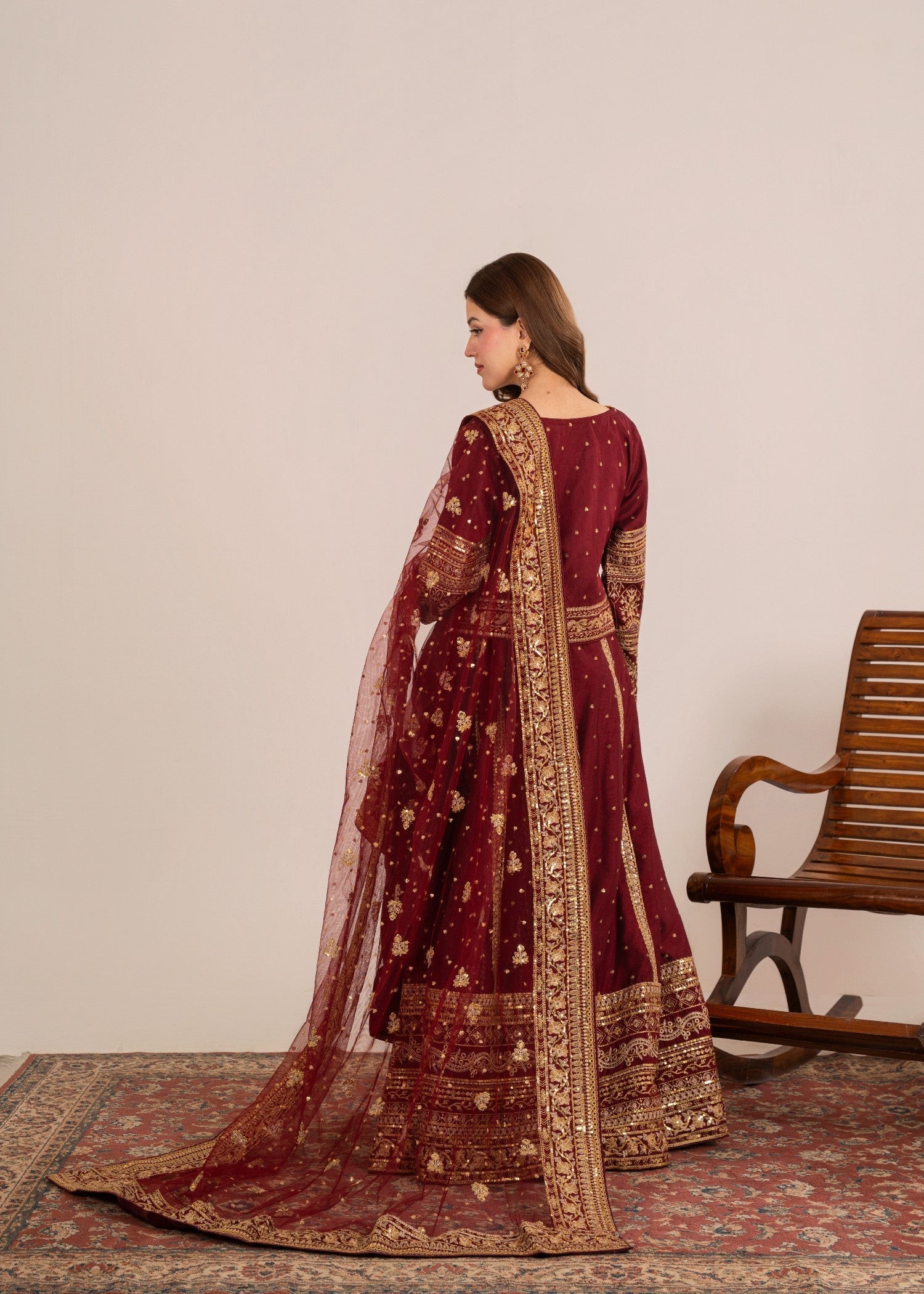 Qasim Anwer By Chandni Bridals SHABNAM (MAROON) Women 3pcs