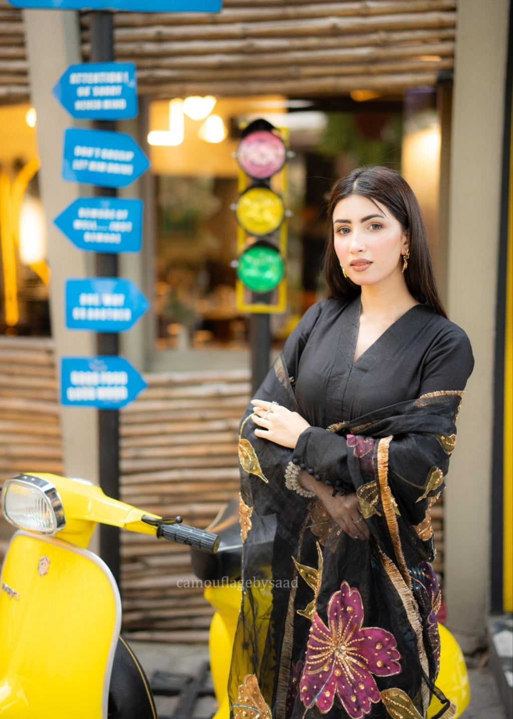 Rivaaj Fashion Stitched Handpaint Black Women 3pcs