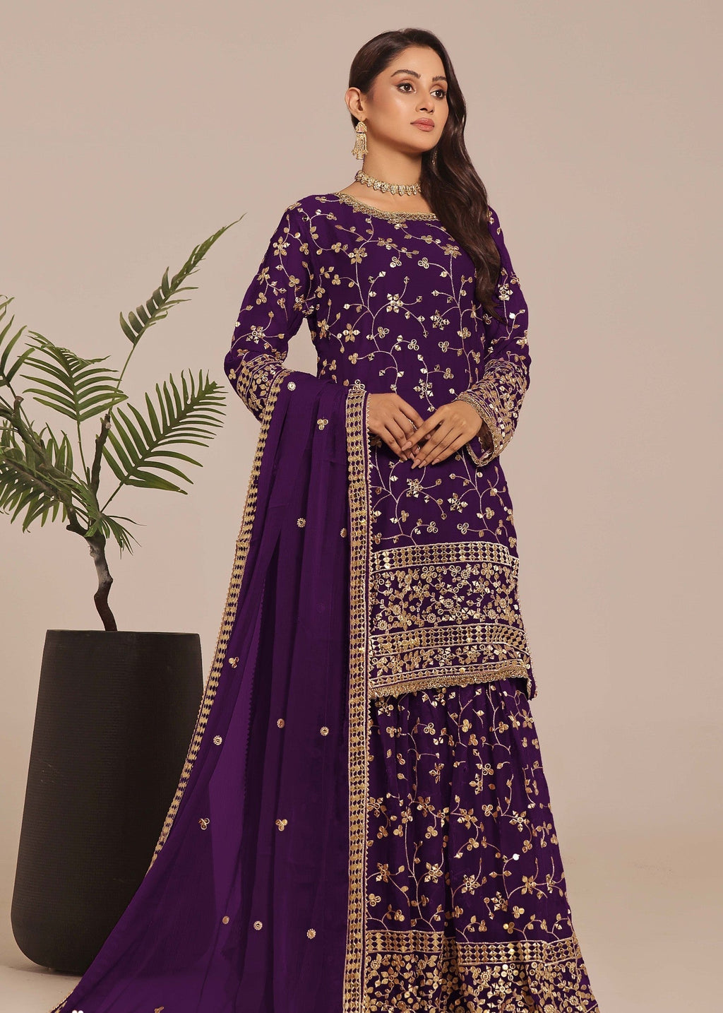 Ayesha Closet Mehndi Purple Women 3pcs