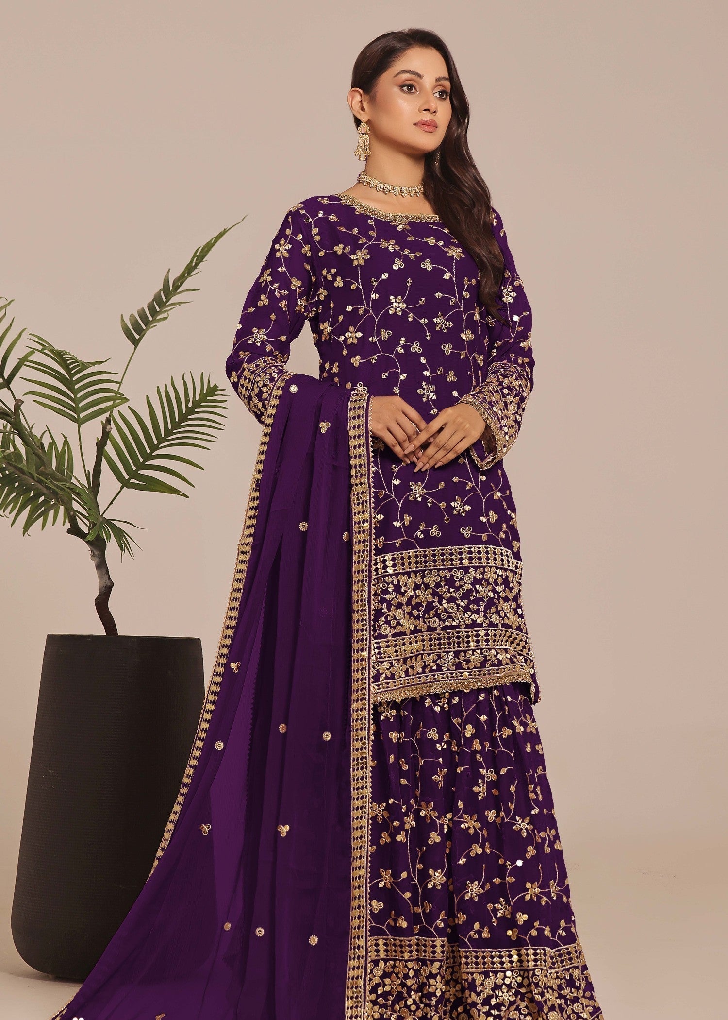 Ayesha Closet Mehndi Purple Women 3pcs