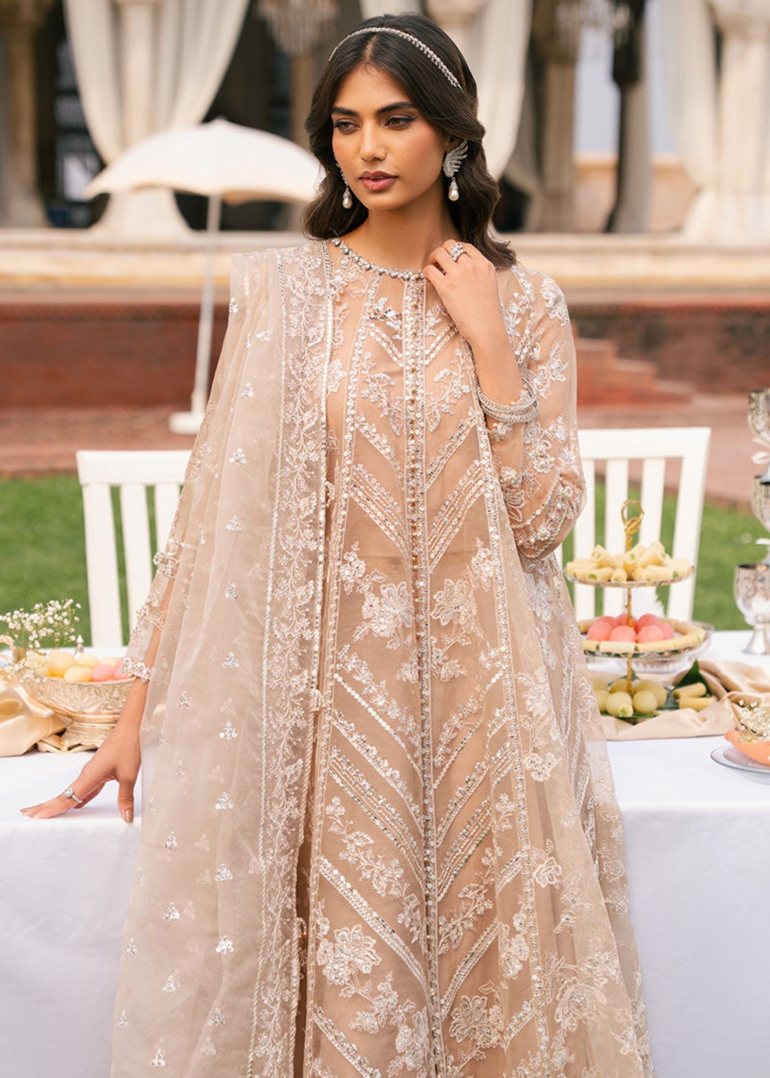 Cross Stitch BRONZE BLAZE ORGANZA EMBROIDERED PRET Women 3pcs