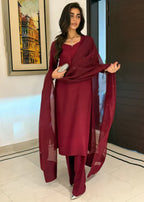 Uzman Yasen Red Farshi Shalwar Women 3pcs