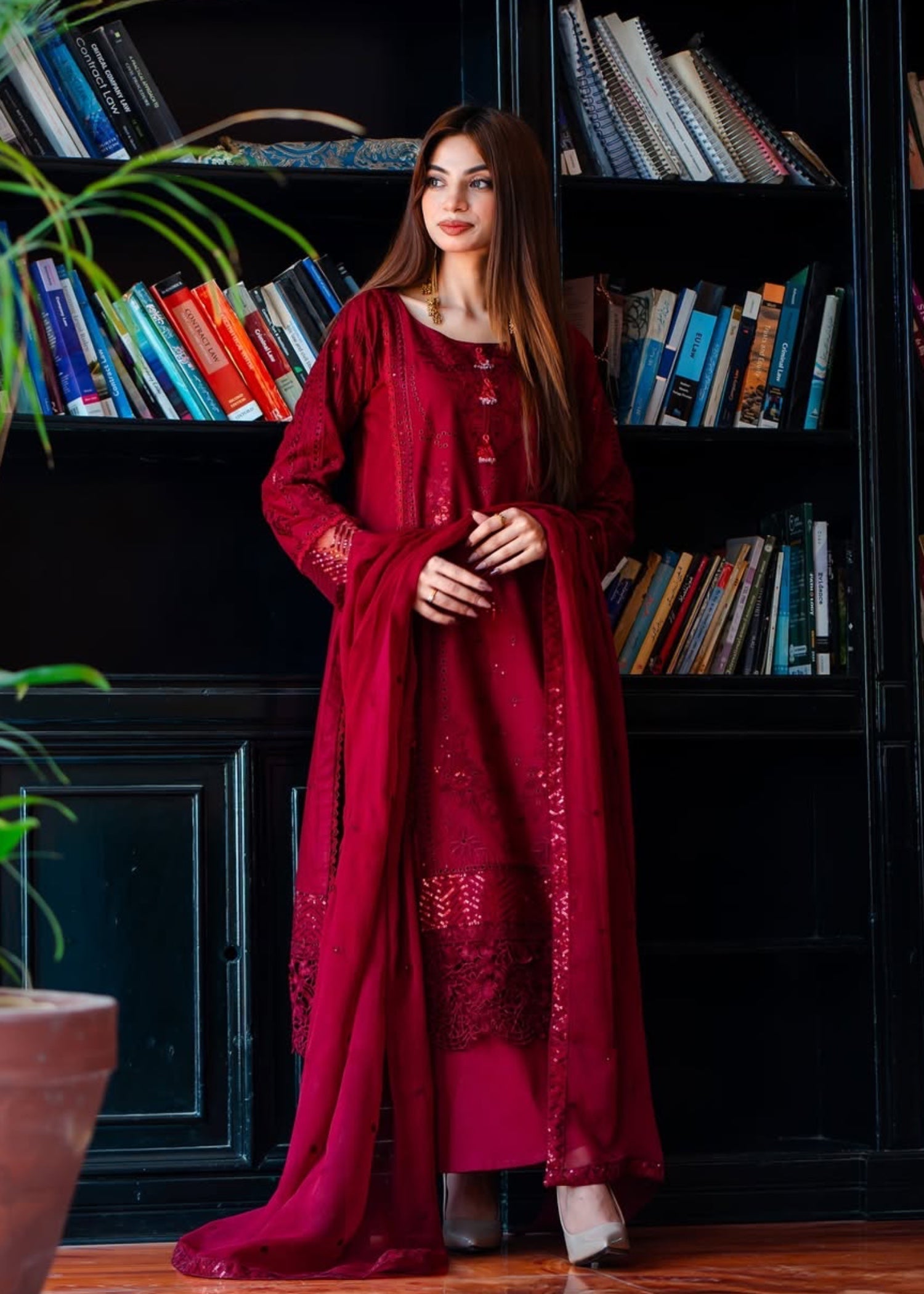 Suits By Sadia Maroon marvel Women 3pcs