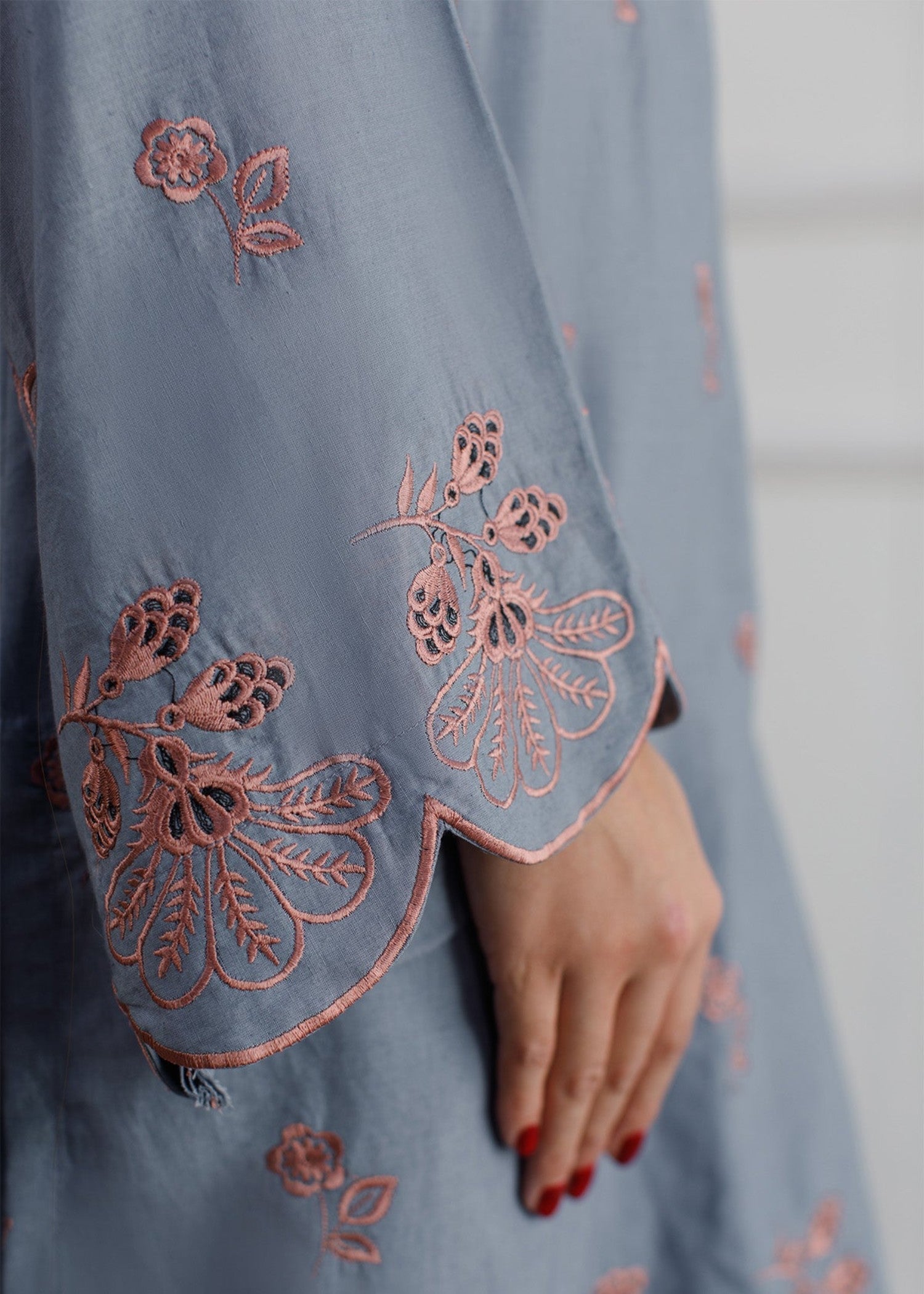 Peach Republic Sky Blue Embroidered Co Ord Set Women 2pcs