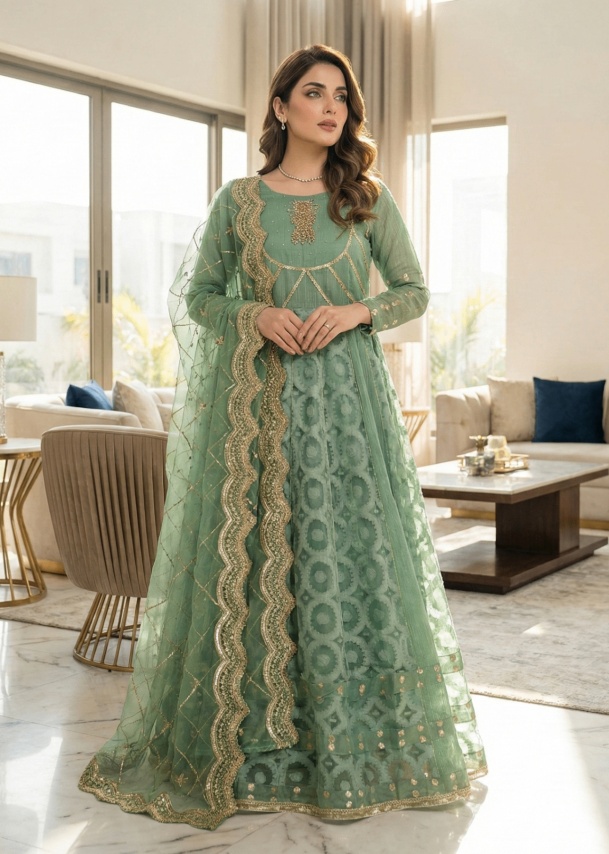 Diara Couture JHOOMAR US 479 GREEN Women 3pcs