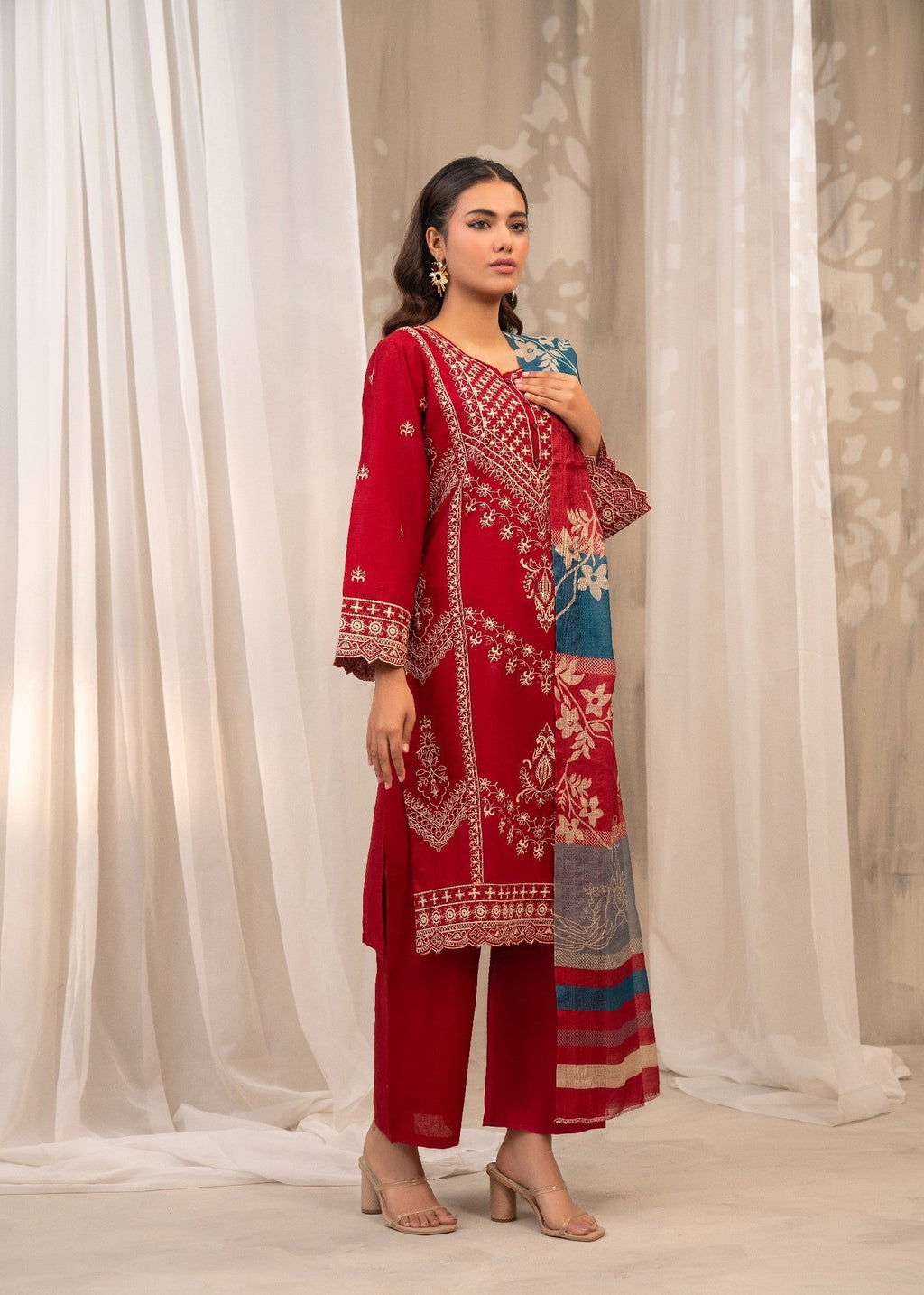 Shehroz Fashion Maroon Majesty Women 3pcs