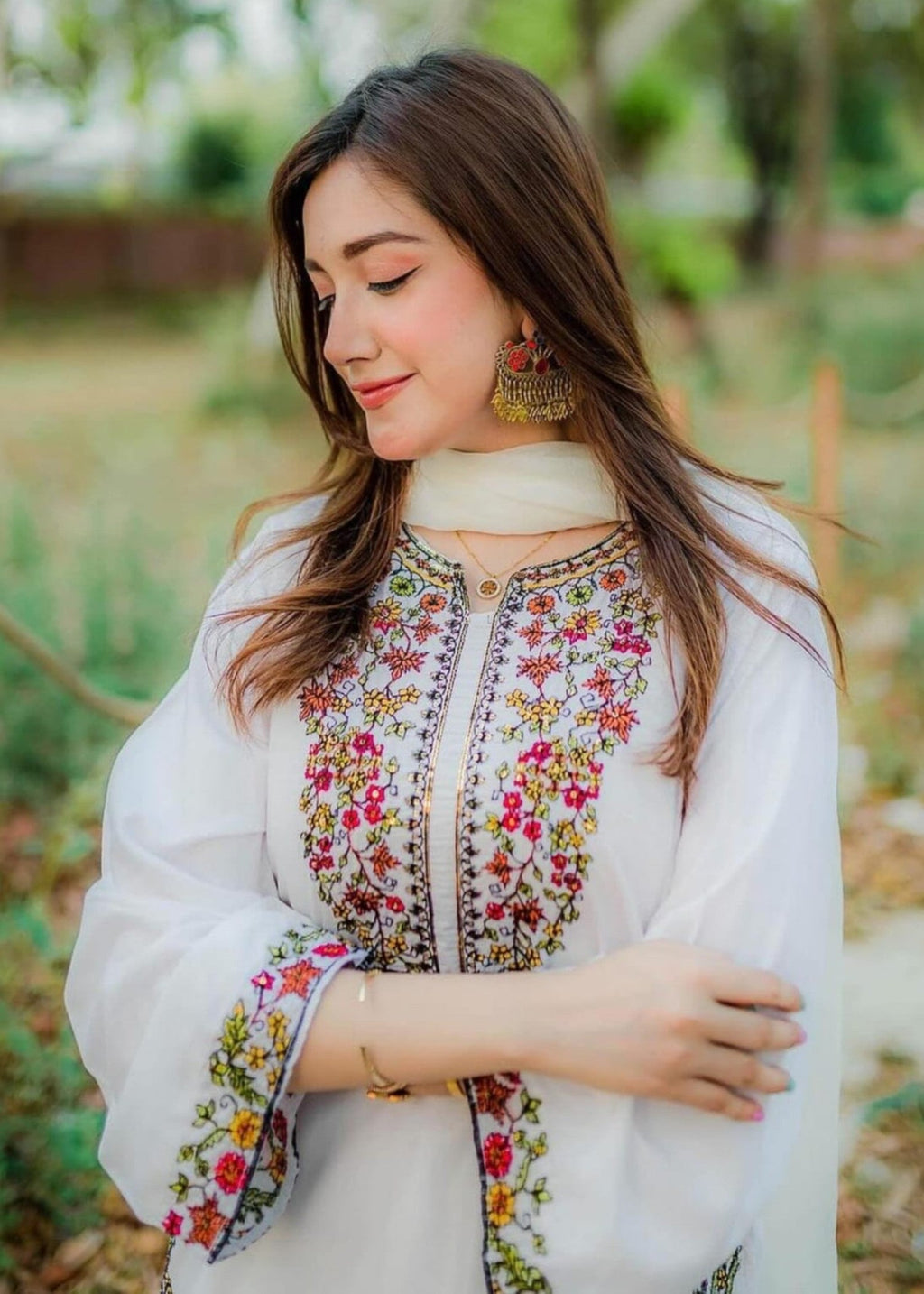 Bin Fatteh Fashion POCKET WHITE Women 2pcs