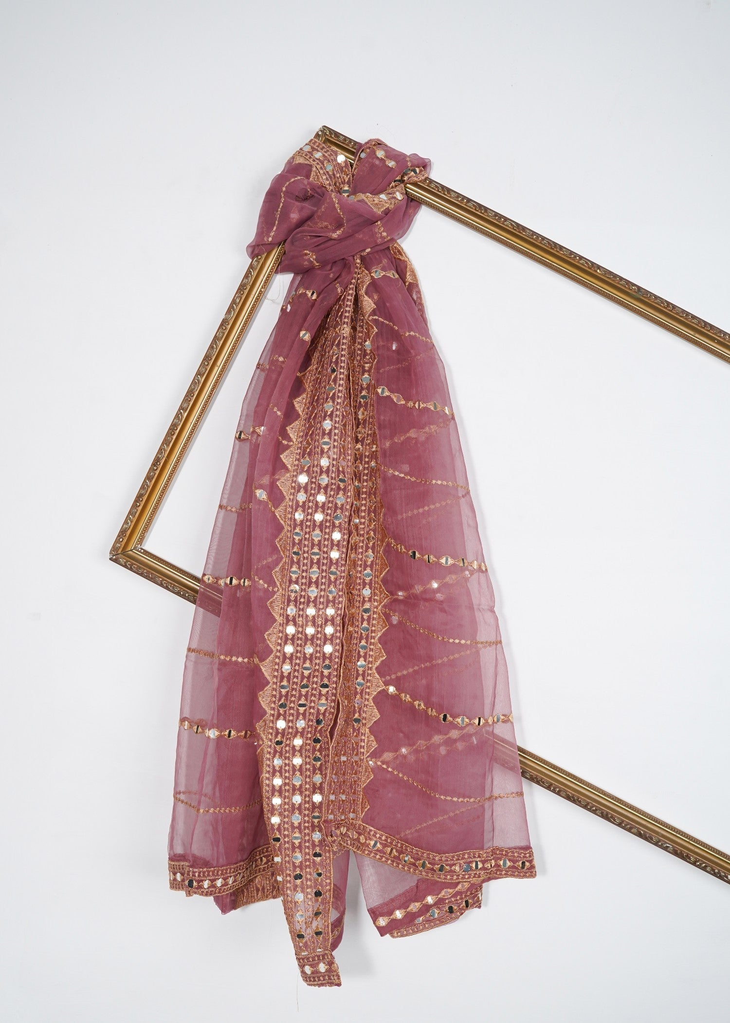 Silslay Rose Mist Premium 9mm Foil Organza Dupatta Women 1pcs