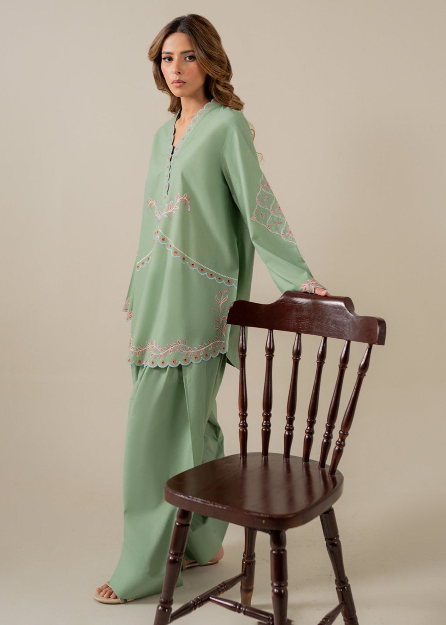 Kiara SAGE Embroidered Set Khaddar Women 2pcs