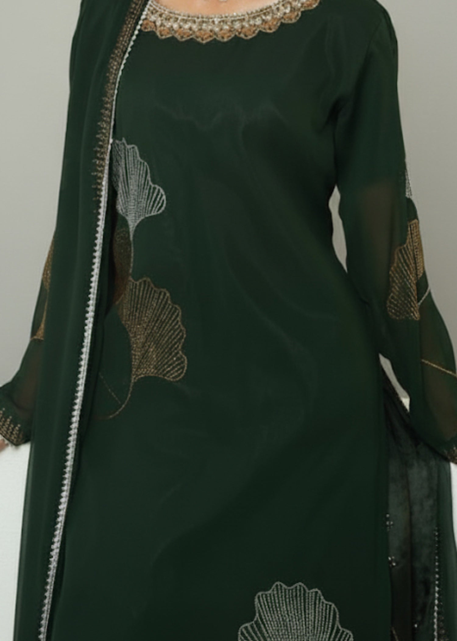 Suits By Sadia Bottle green stone Women 3pcs