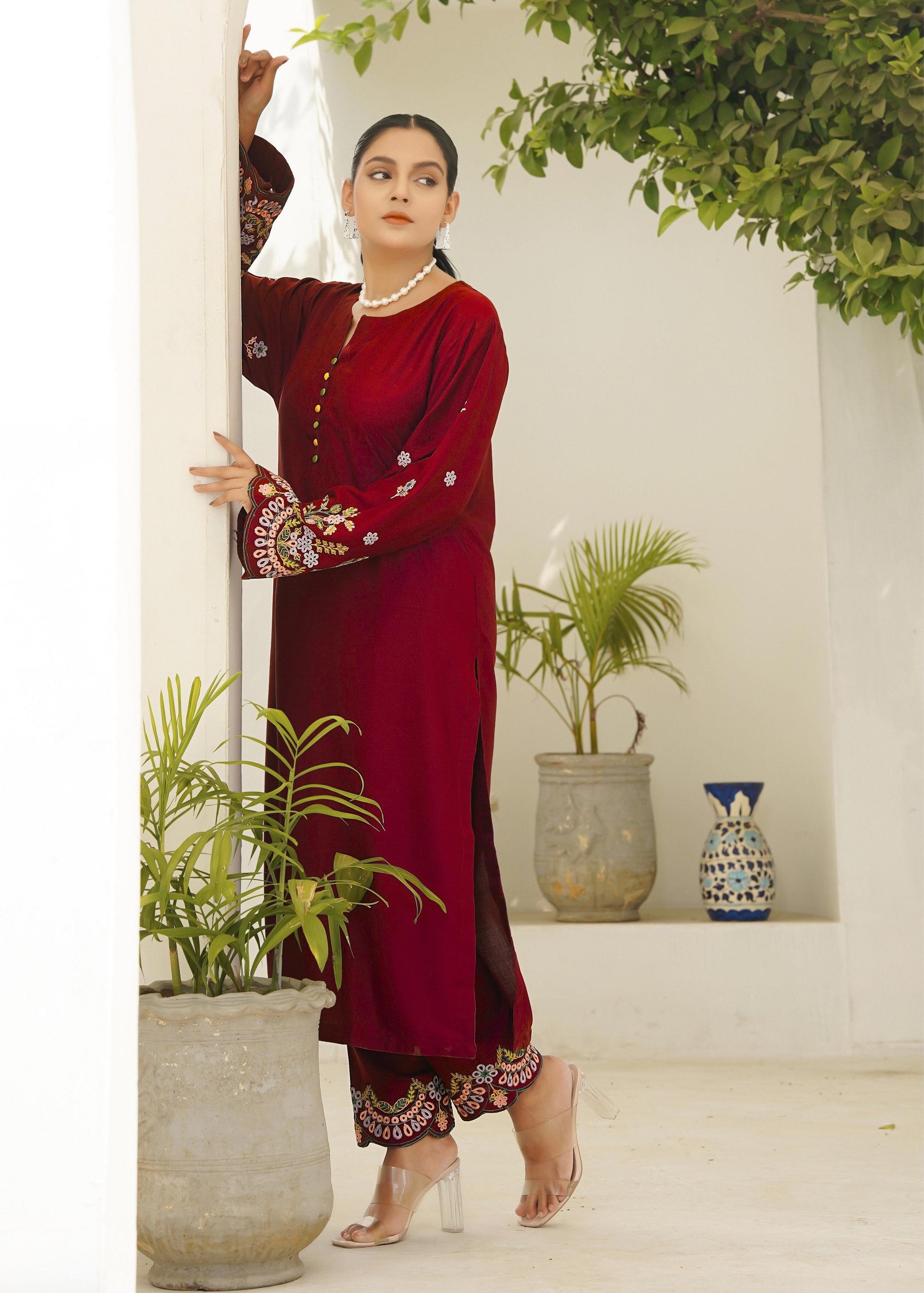 Hamna Kalim HUMA maroon Women 2pcs
