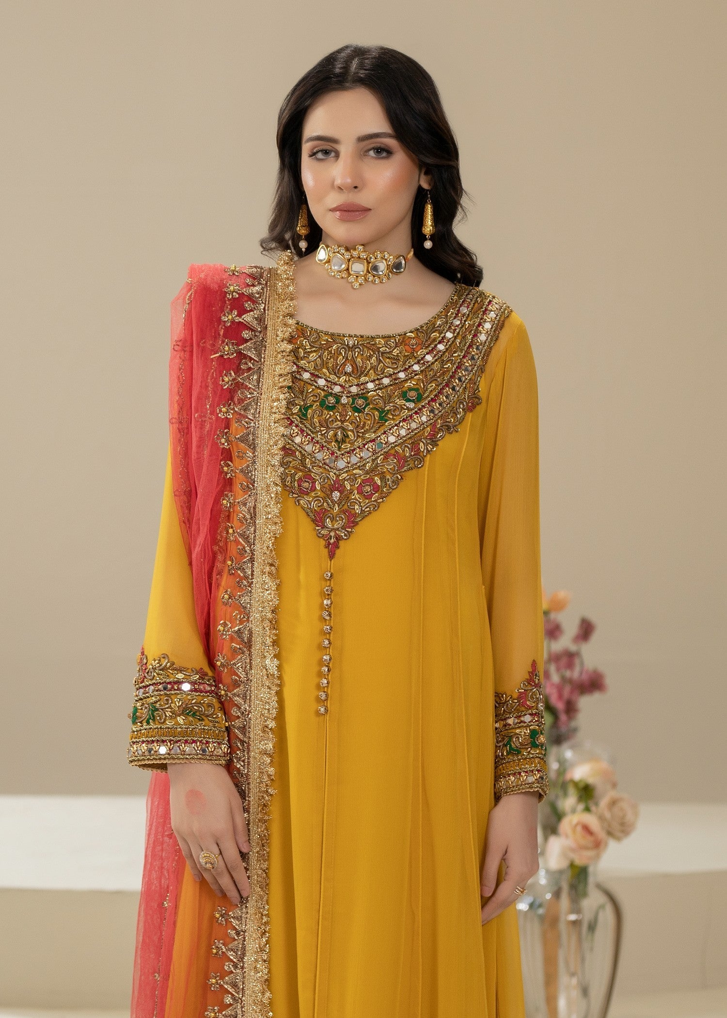 Khuda Baksh Creations Z 304 Mustard Women 4pcs