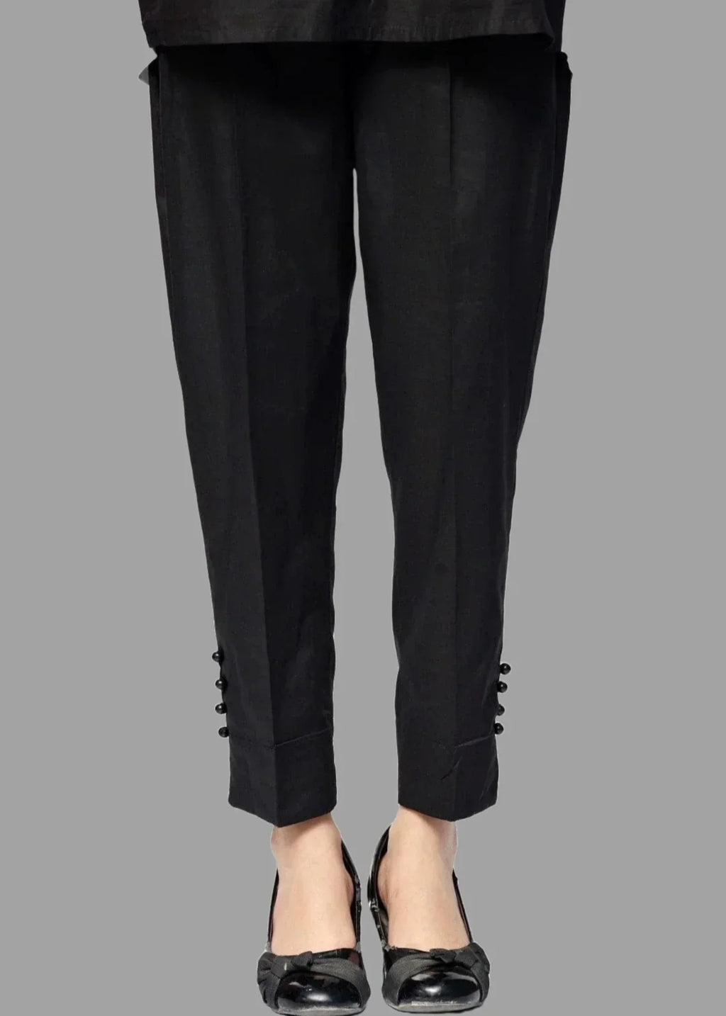 Urban Cut Jet Black Stitched Trouser with slit opening – 100% Cotton Women 1pcs