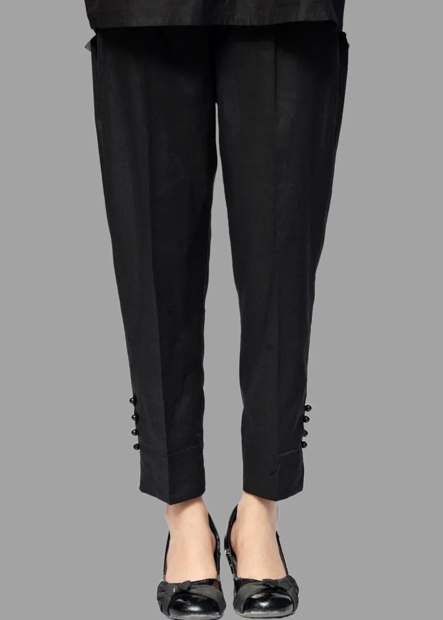 Urban Cut Jet Black Stitched Trouser with slit opening – 100% Cotton Women 1pcs