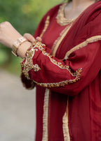Suits By Sadia Maroon chiffon decent Women 3pcs
