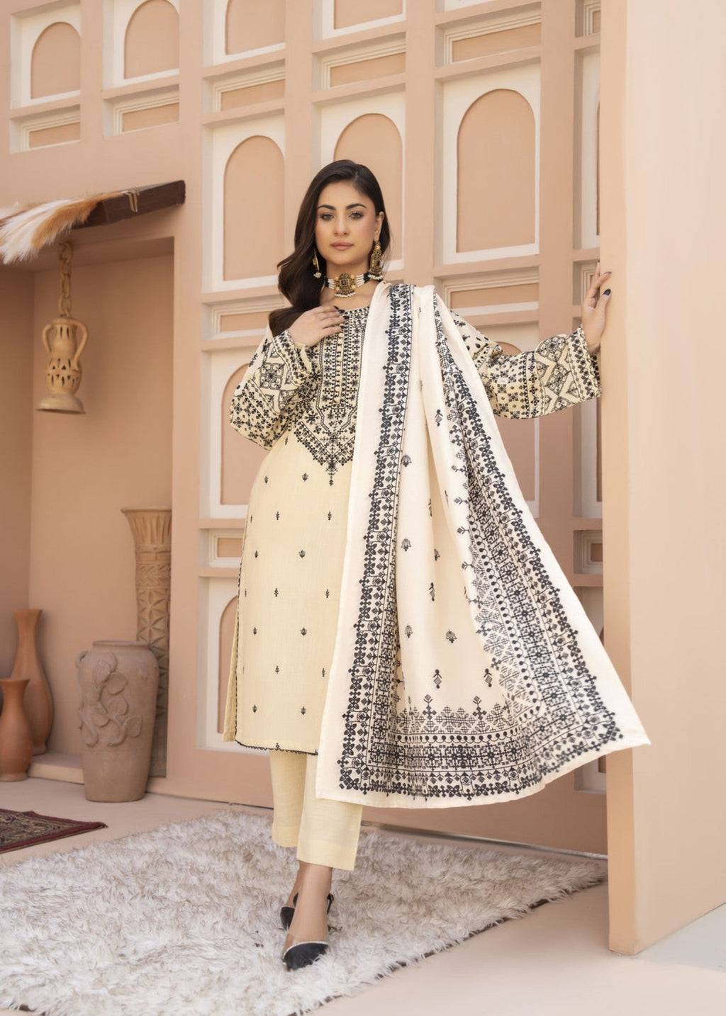 Midway Arts Molace Embroidered Linen Dress Women 2pcs