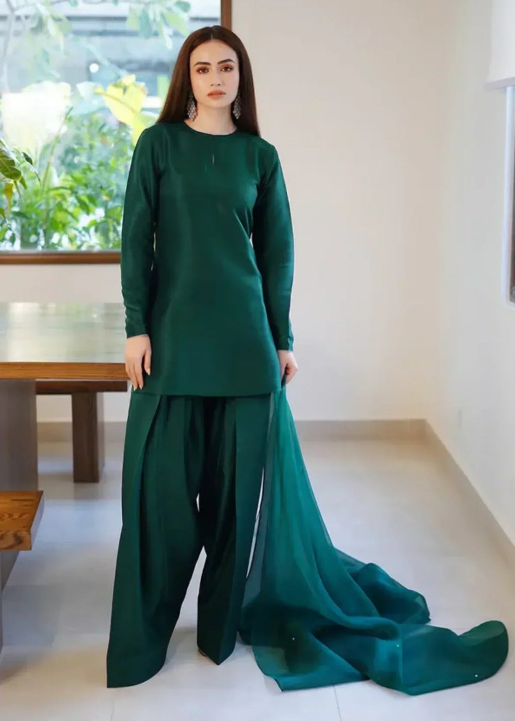 Uzman Yasen Green Farshi Shalwar Women 3pcs