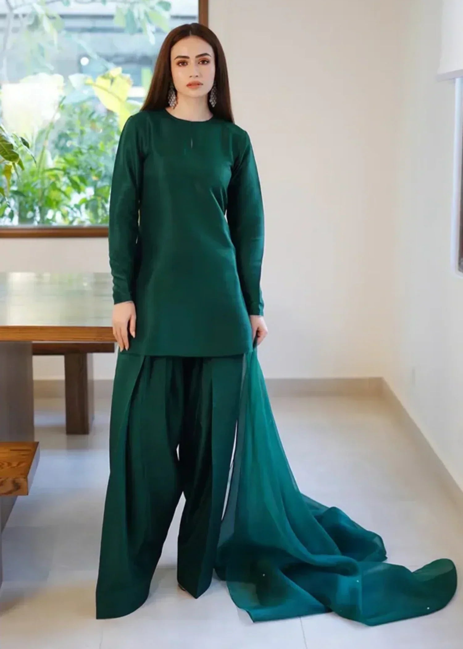 Uzman Yasen Green Farshi Shalwar Women 3pcs