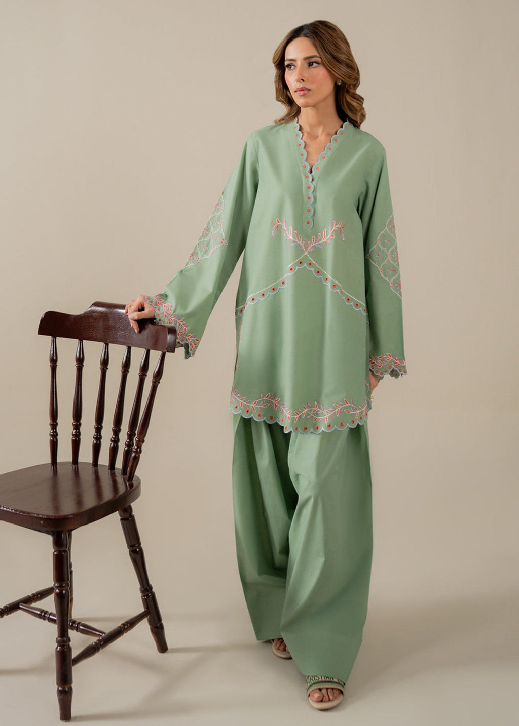 Kiara SAGE Embroidered Set Khaddar Women 2pcs