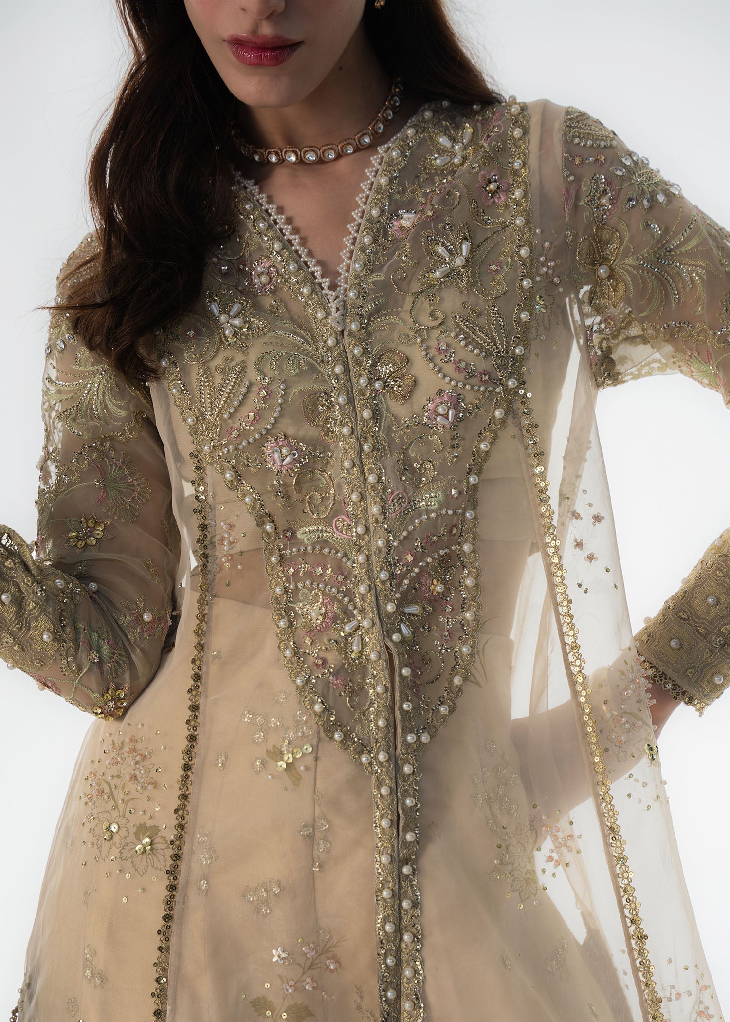 Sadaf Fawad Khan Ivory Celeste Stitched Women 4pcs