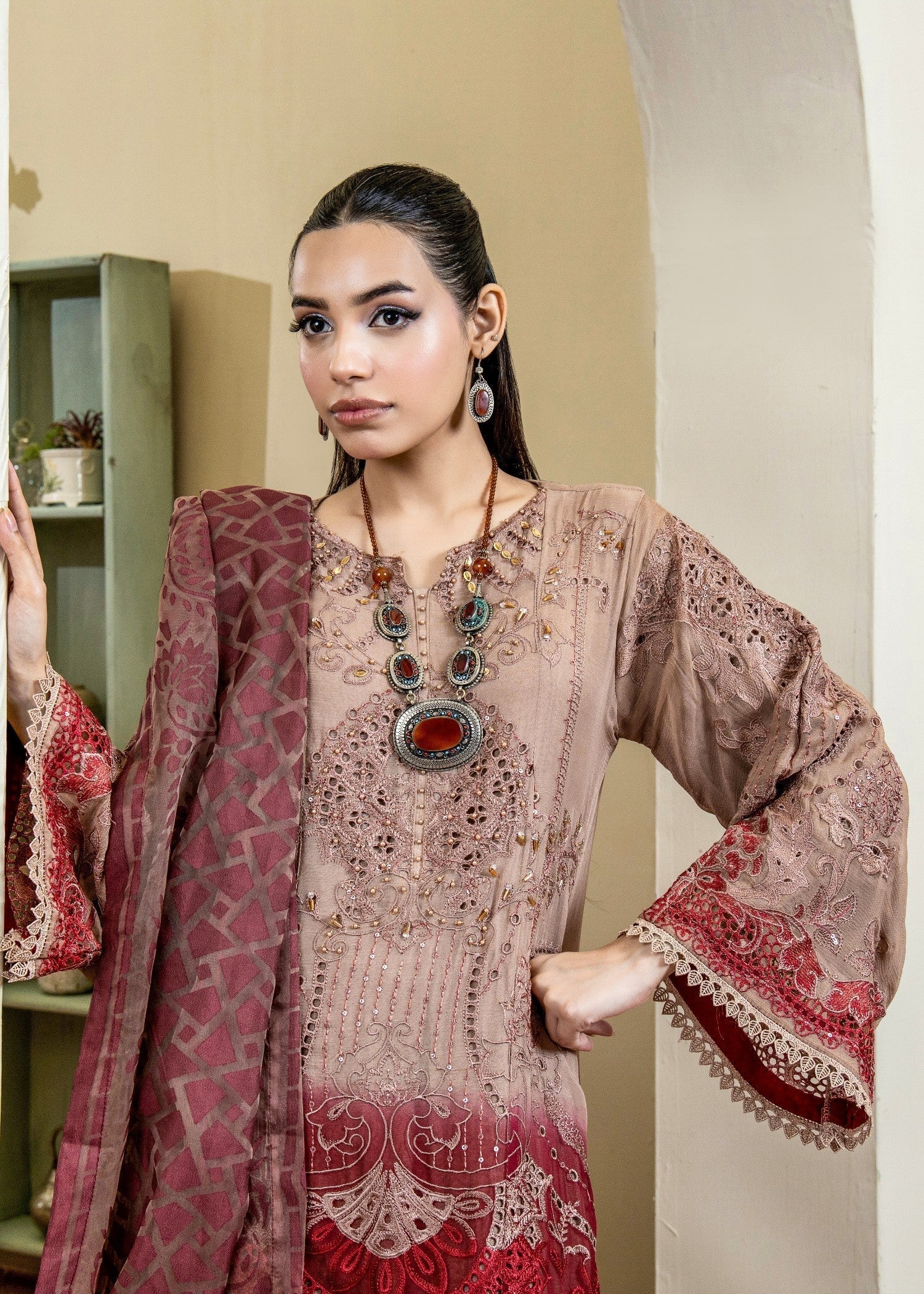 Pehnawa By Bin Akram’s Rustic Brown Pret | Chiffon Kurta Set Women 3pcs