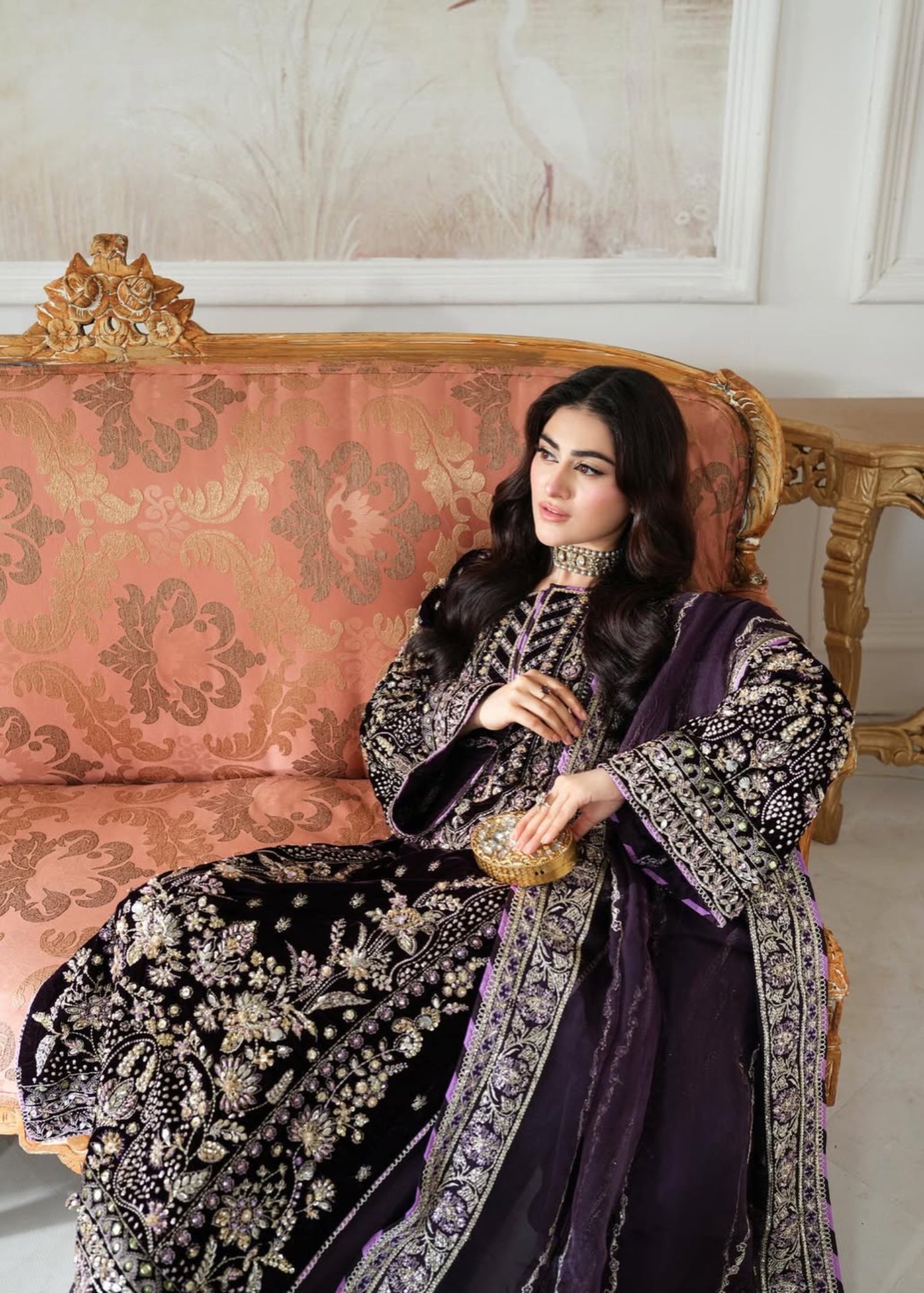 Suits By Sadia Plum velvet aneelas Women 4pcs