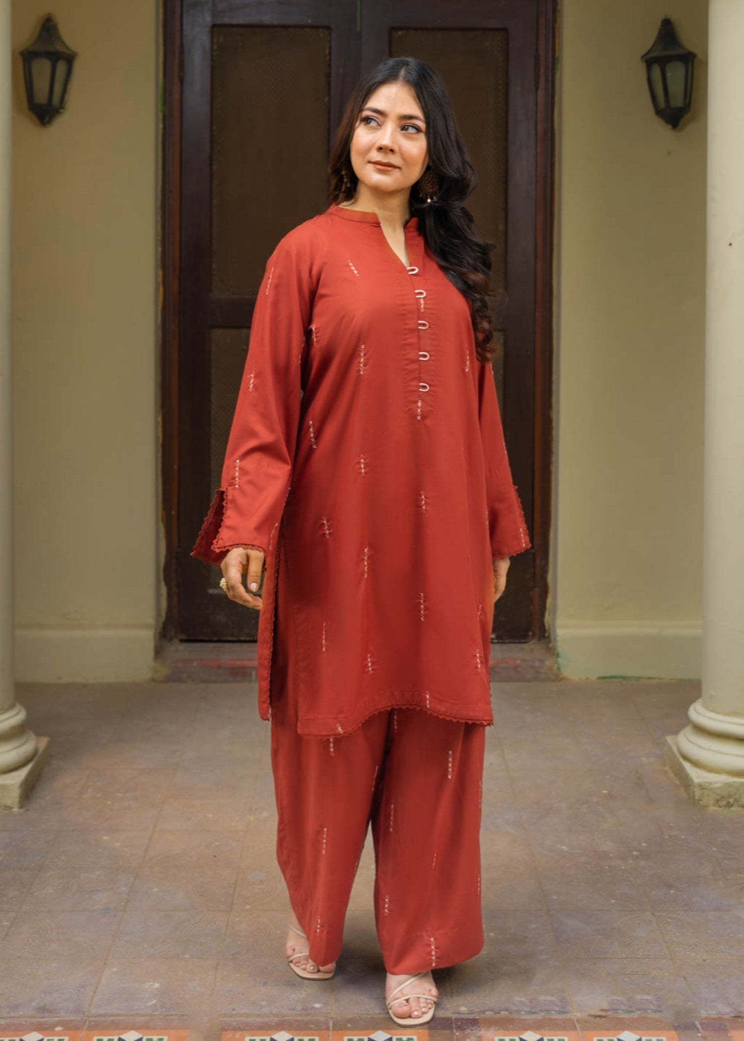 Tng (The Next Generation) Nafeesa Co Ord Set | Rust Orange Women 2pcs